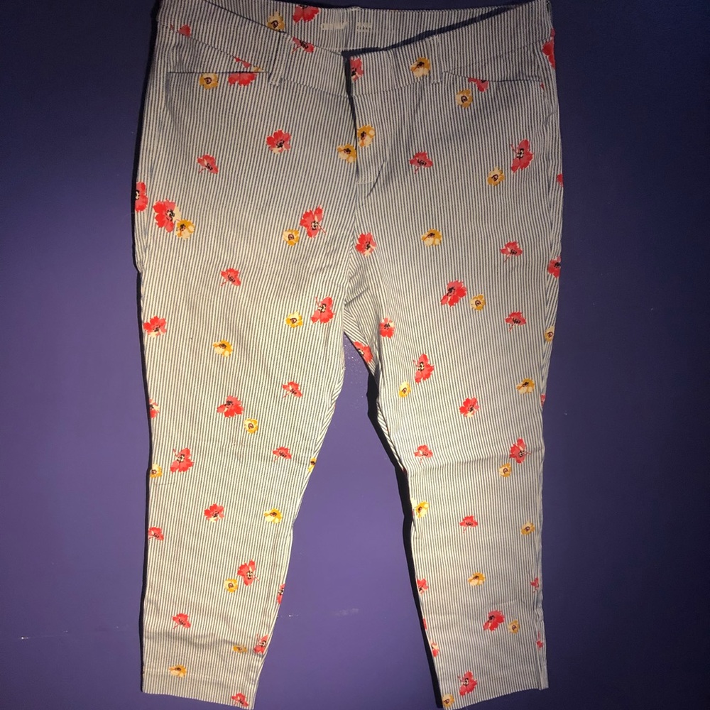 Floral pinstriped pixie pants